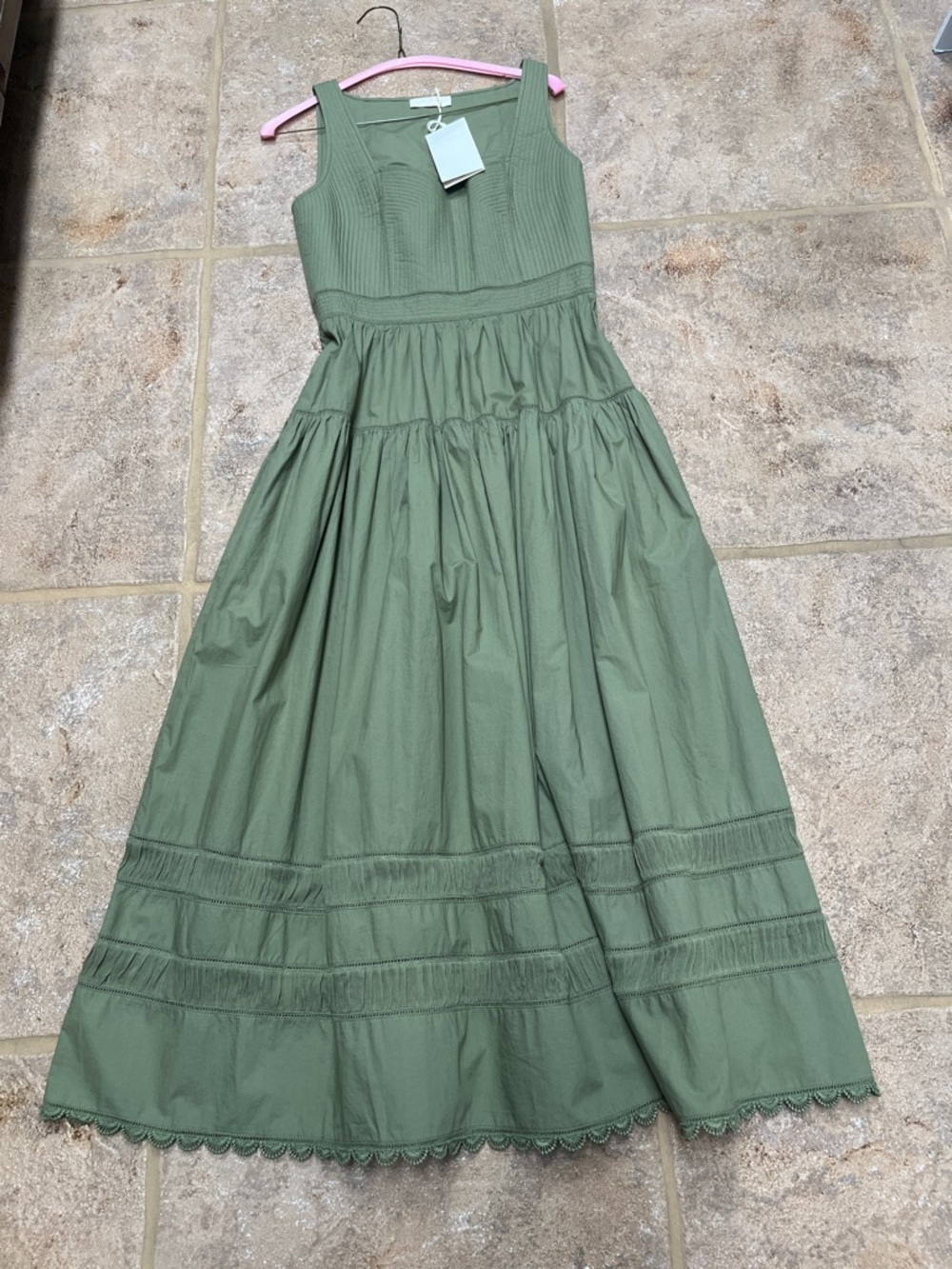 Ulla Johnson Olive Tiered Midi Dress with Sweetheart Bodice - Picture 6 of 7